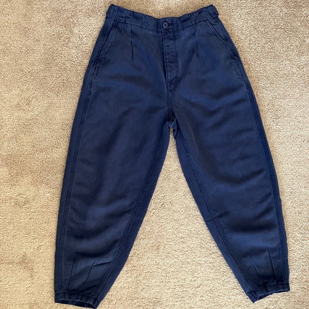Polo Ralph Lauren Pleated Linen-Blend Twill Pant Navy Blue